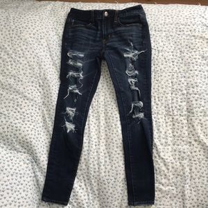Gently used ripped dark wash jeans
